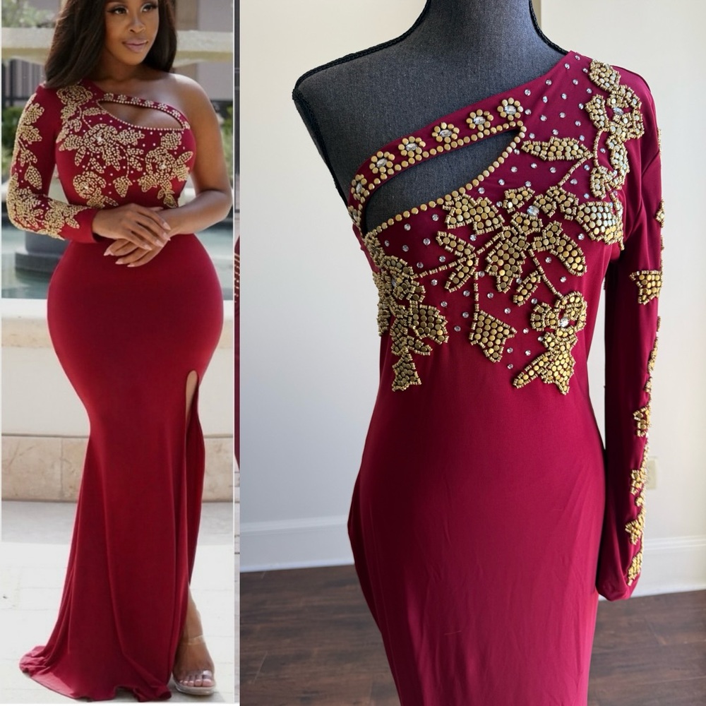 Kaftan Citra Beaded One Shoulder Gown